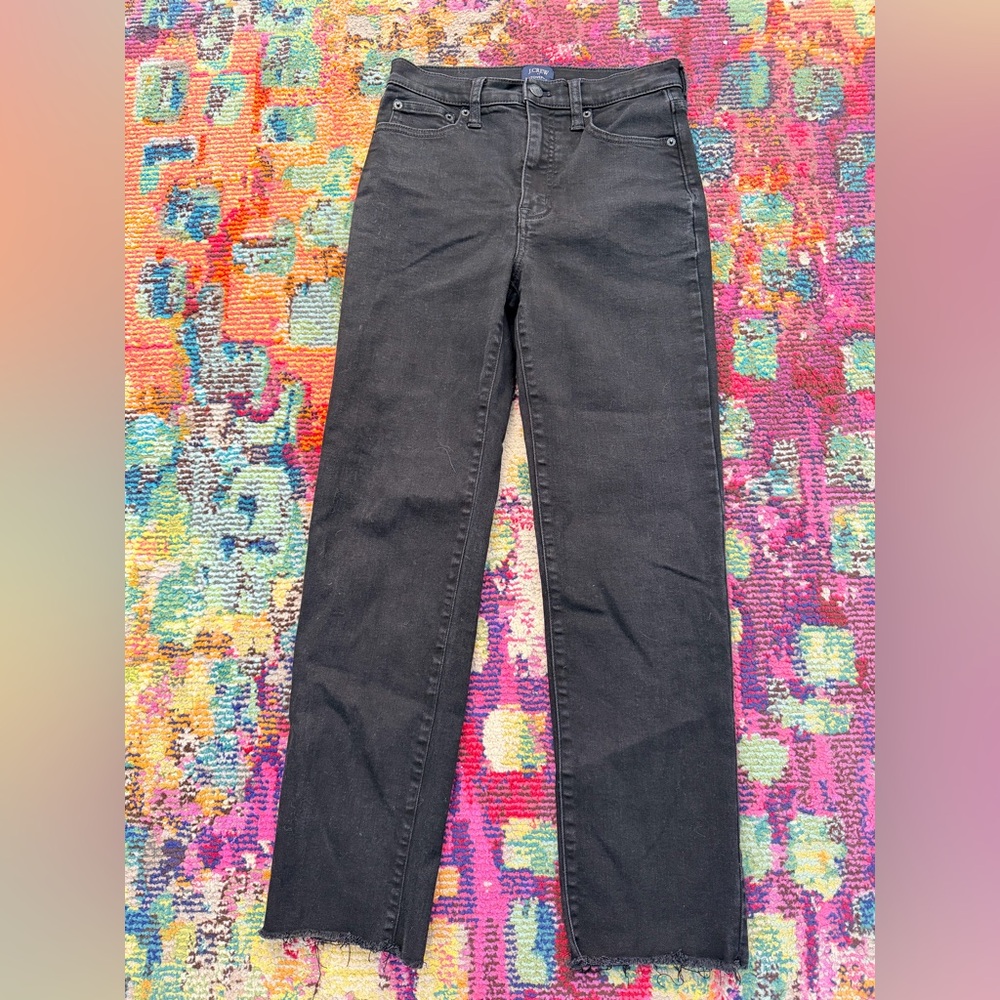 J. Crew Black Straight Leg Jeans w/ Fringe